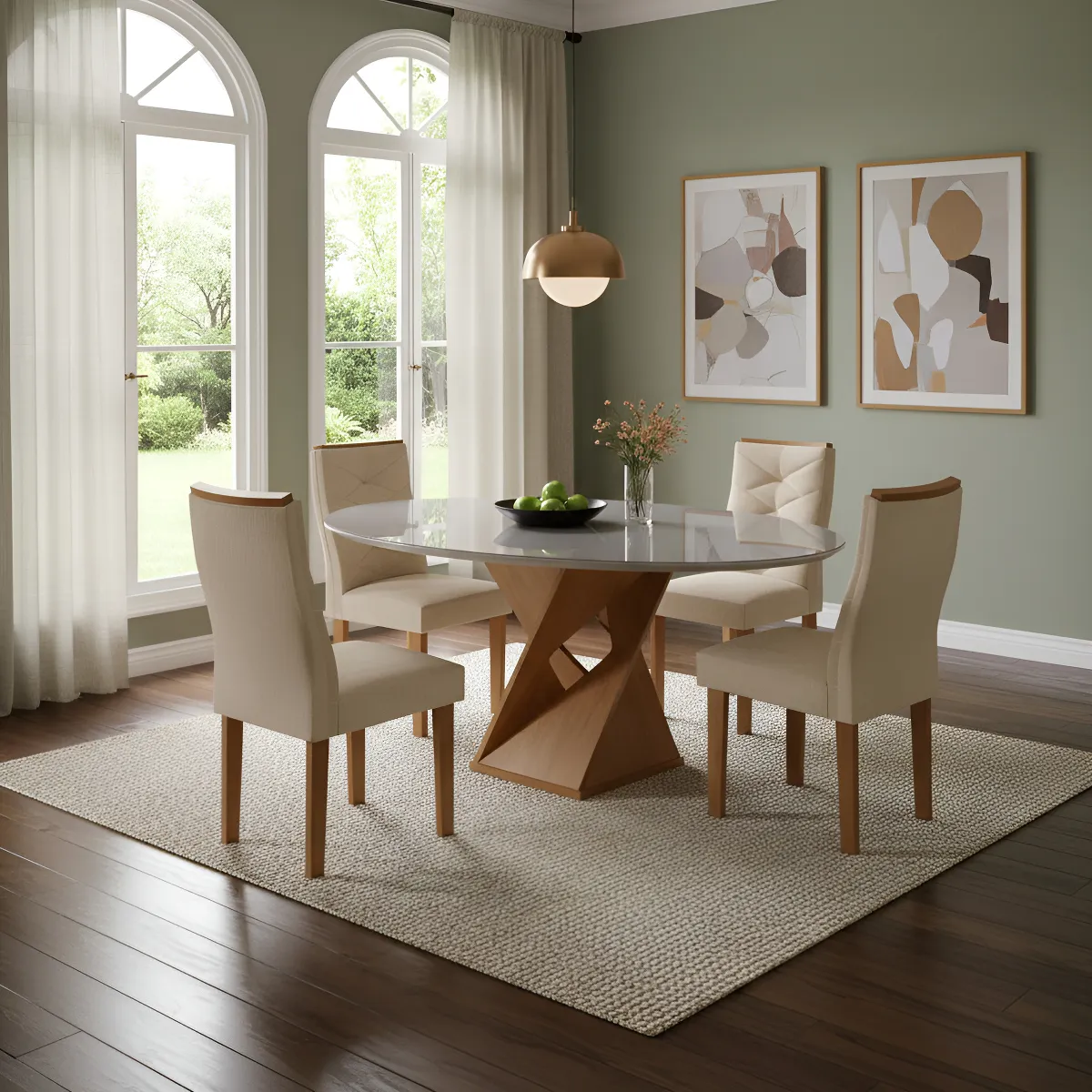 3) Yescasa Barcelona – Mesa de Jantar Redonda com Vidro