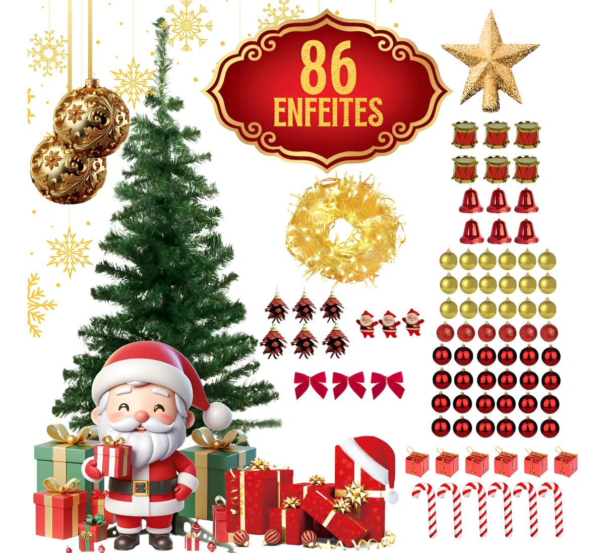 6) Luzes de Natal FE 120 — Árvore pequena e econômica para quem tem pouco espaço