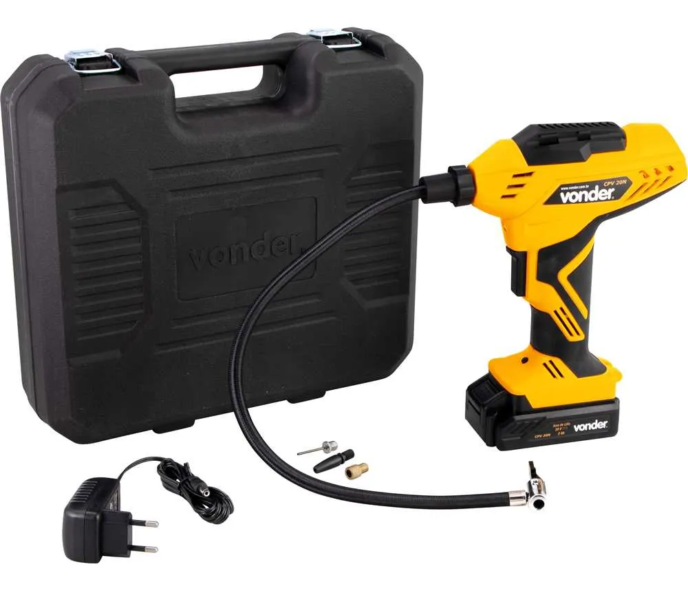 4) Compressor de Ar Tipo Pistola Vonder CPV 20N – 150 PSI com Bateria 20V