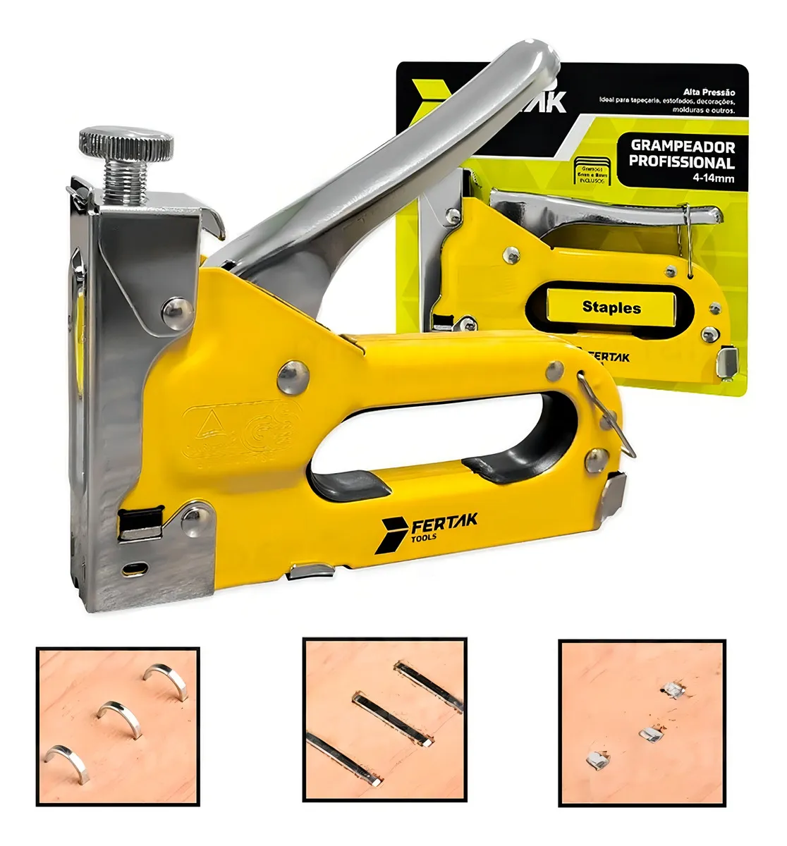 1) Grampeador Tapeceiro Profissional FERTAK – 3 em 1