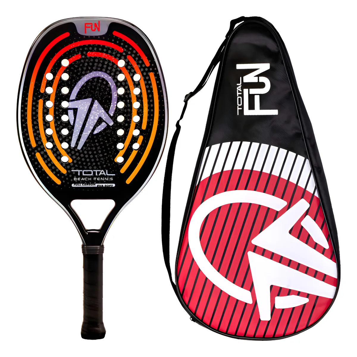 5) Raquete Beach Tennis Carbono Total Fun 2025 + Capa – TOTAL BEACH TENNIS