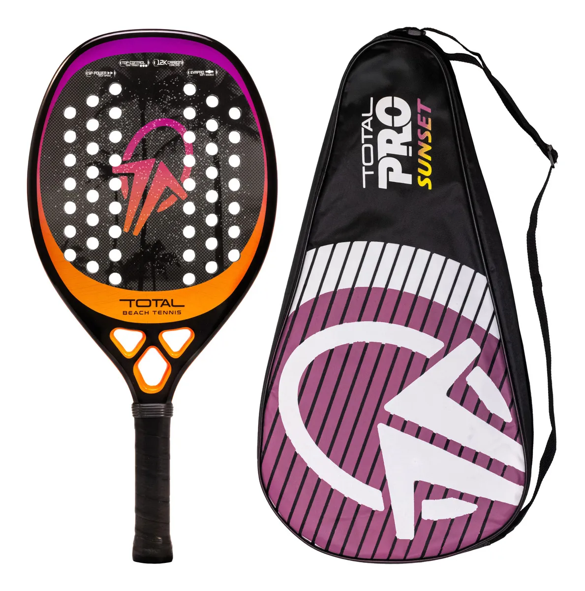 1) Raquete Beach Tennis Carbono 12K Total Pro Sunset + Capa – TOTAL BEACH TENNIS