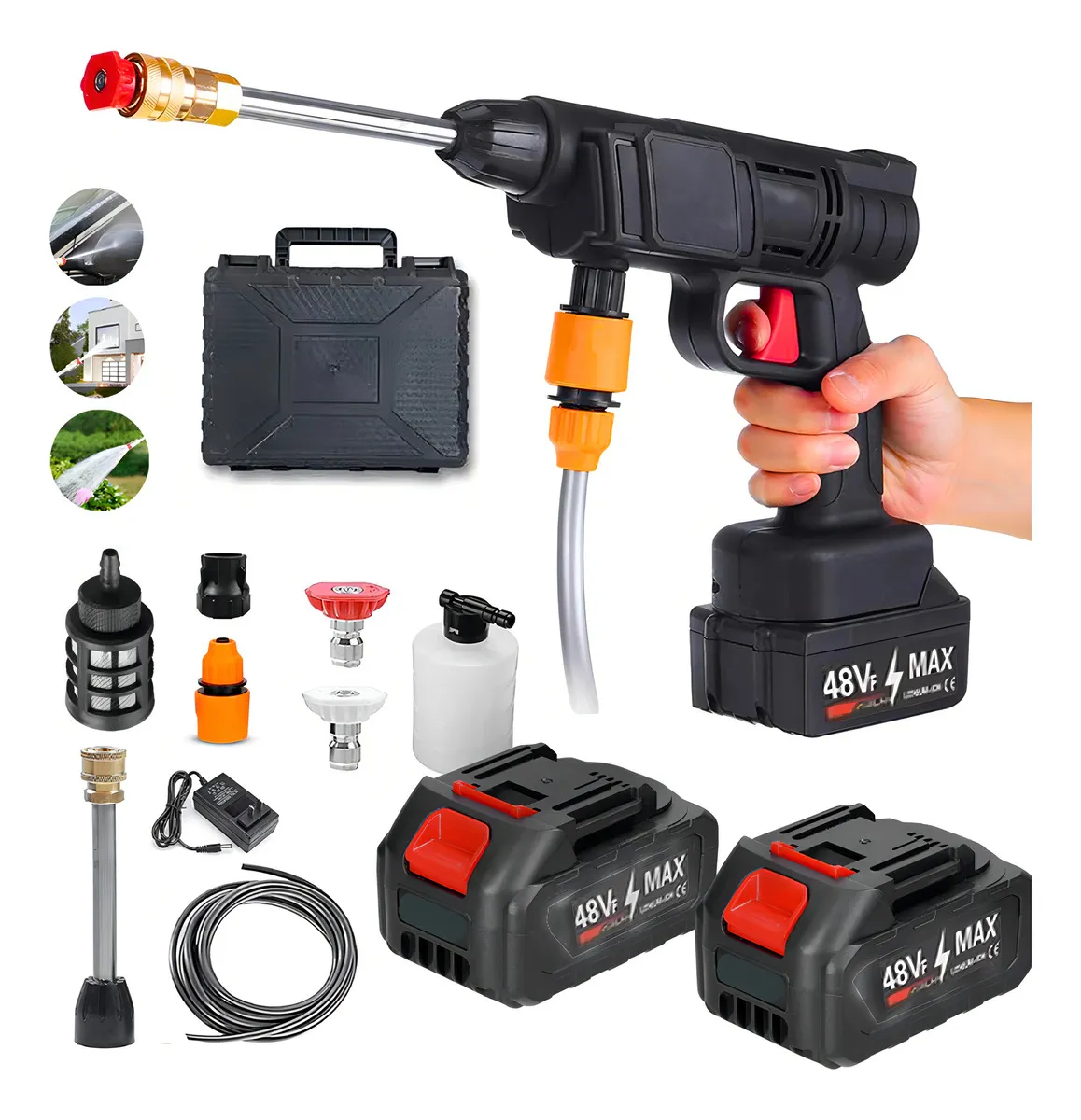 Lavadora A Jato De Alta Pressão Portátil Recarregável