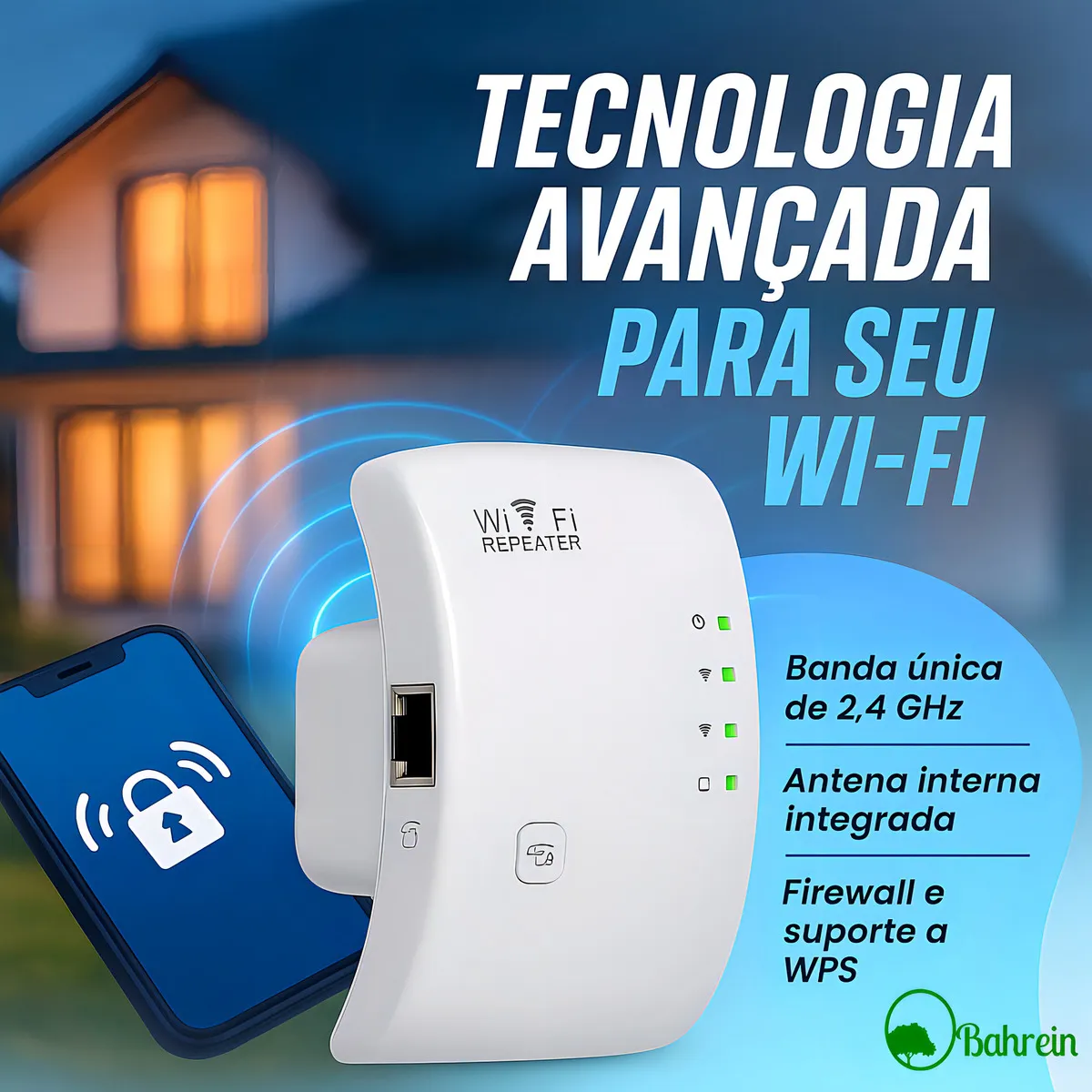 Repetidor De Sinal Wifi Amplificador Bahrein Potente Sem Fio Turbo Cor Branco 1800mbps