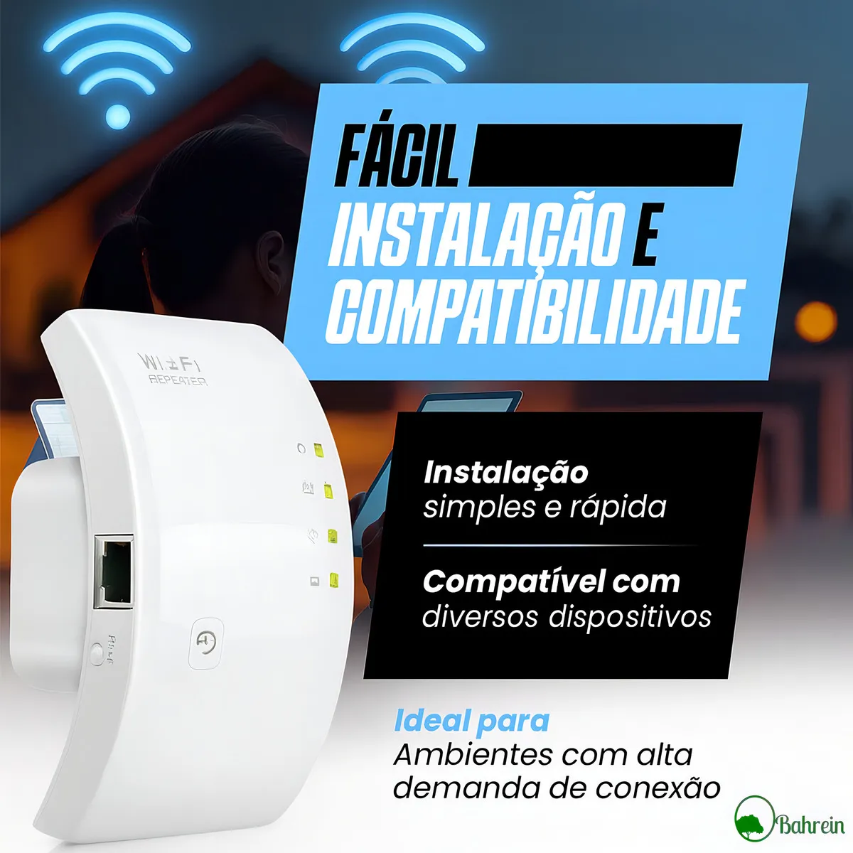 Repetidor De Sinal Wifi Amplificador Bahrein Potente Sem Fio Turbo Cor Branco 1800mbps