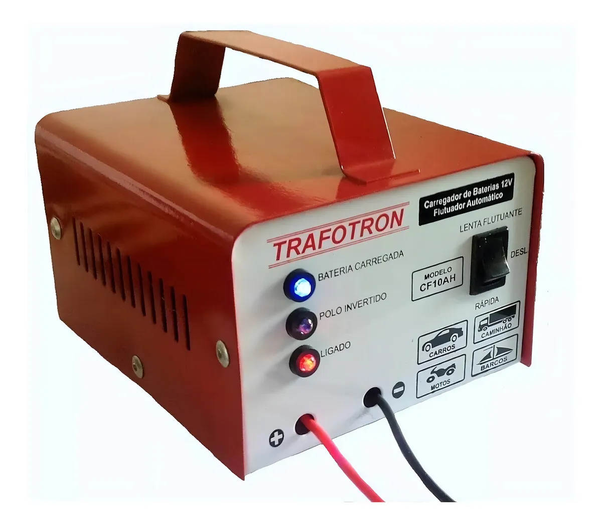 3) Carregador de Baterias 12V Flutuador Automático Trafotron CF10AH