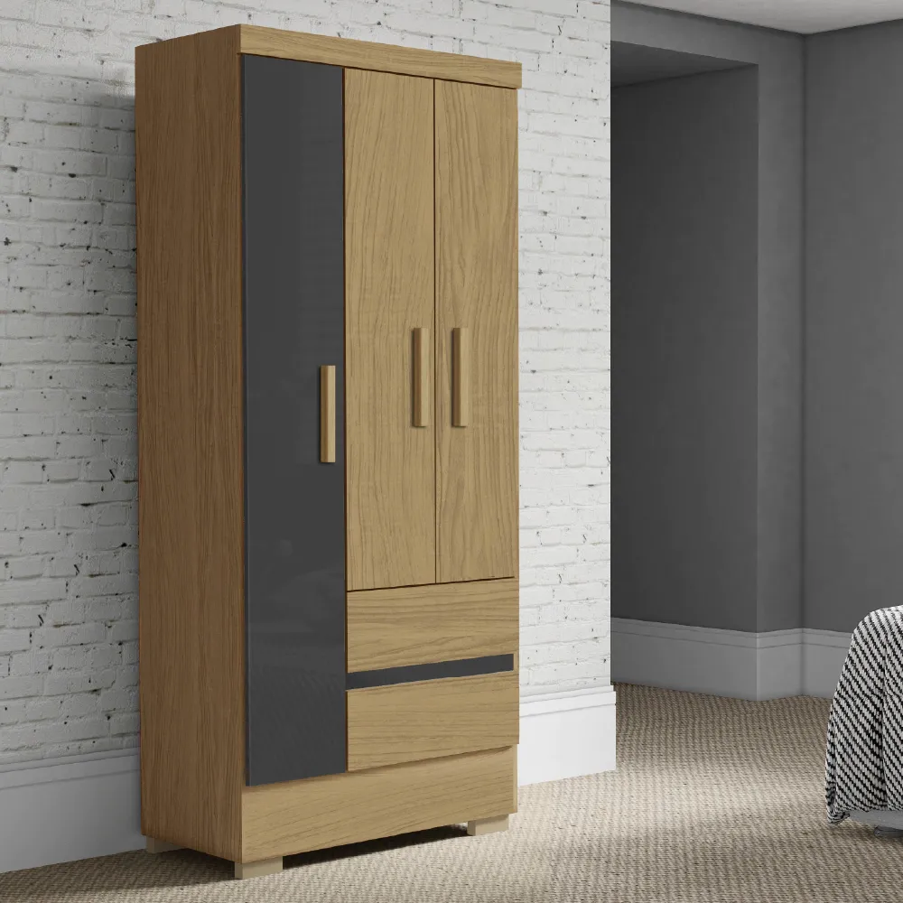 2) Guarda-Roupas Solteiro Coimbra 3 Portas 2 Gavetas – Aramóveis